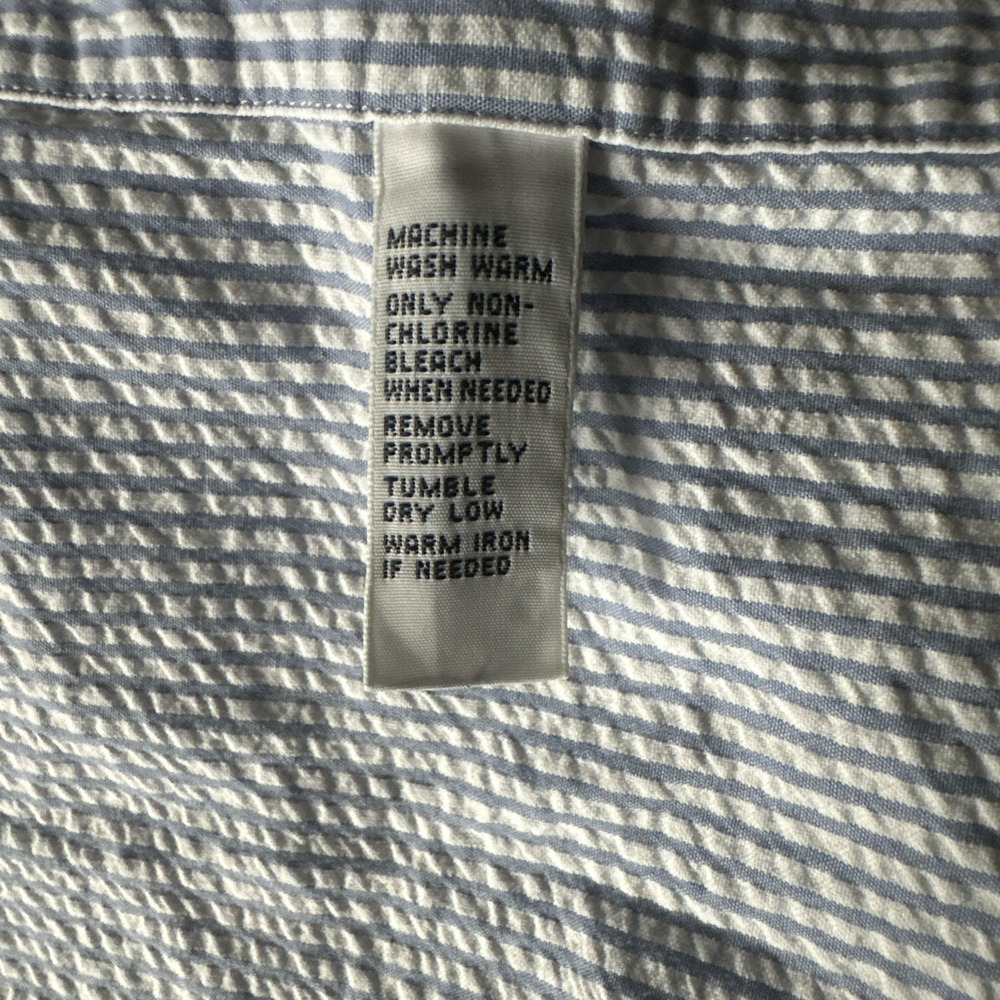Polo Ralph Lauren Shirt Mens Classic Fit Seersucker Stripe Blue Pink Pony Large - Picture 5 of 6
